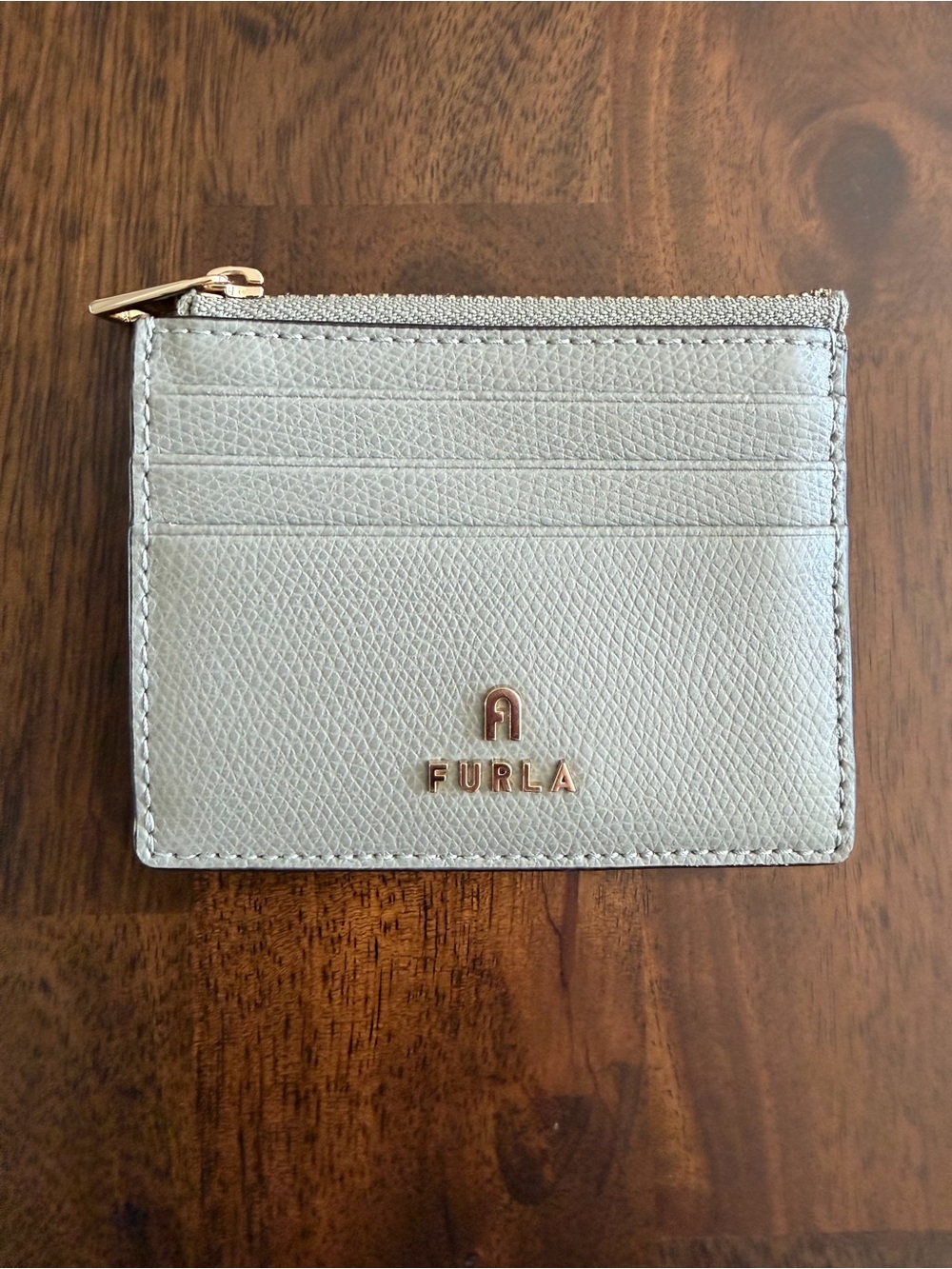 Furla Gray/Green Leather Card Holder Wallet